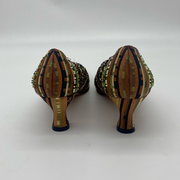 J. Renee Brown Beaded Snip Toe Kitten Heels - Picture 3 of 9